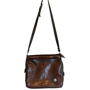 Mouflon Canada Black & Brown Soft Leather Shoulder Handbag, Purse crossbody